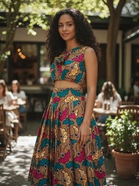 Floral Print Midi Skirt - Multicolor